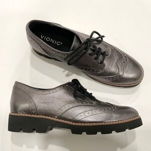 VIONIC Alfina Oxford/Lace Up Pewter Leather Like New Size 8